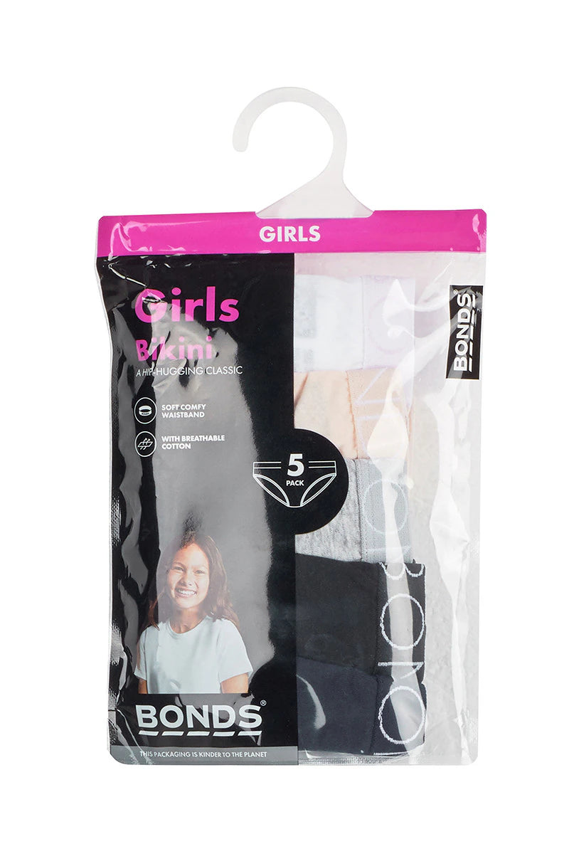 Girls Bikini 5 Pack | Black White Grey Nude Navy