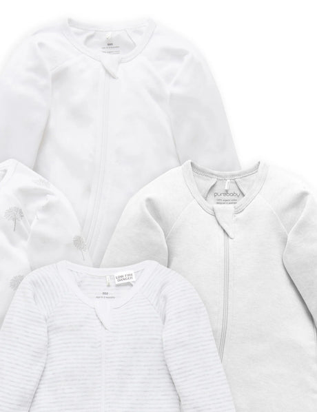 4 Pack Zip Growsuit | Pale Grey Tree