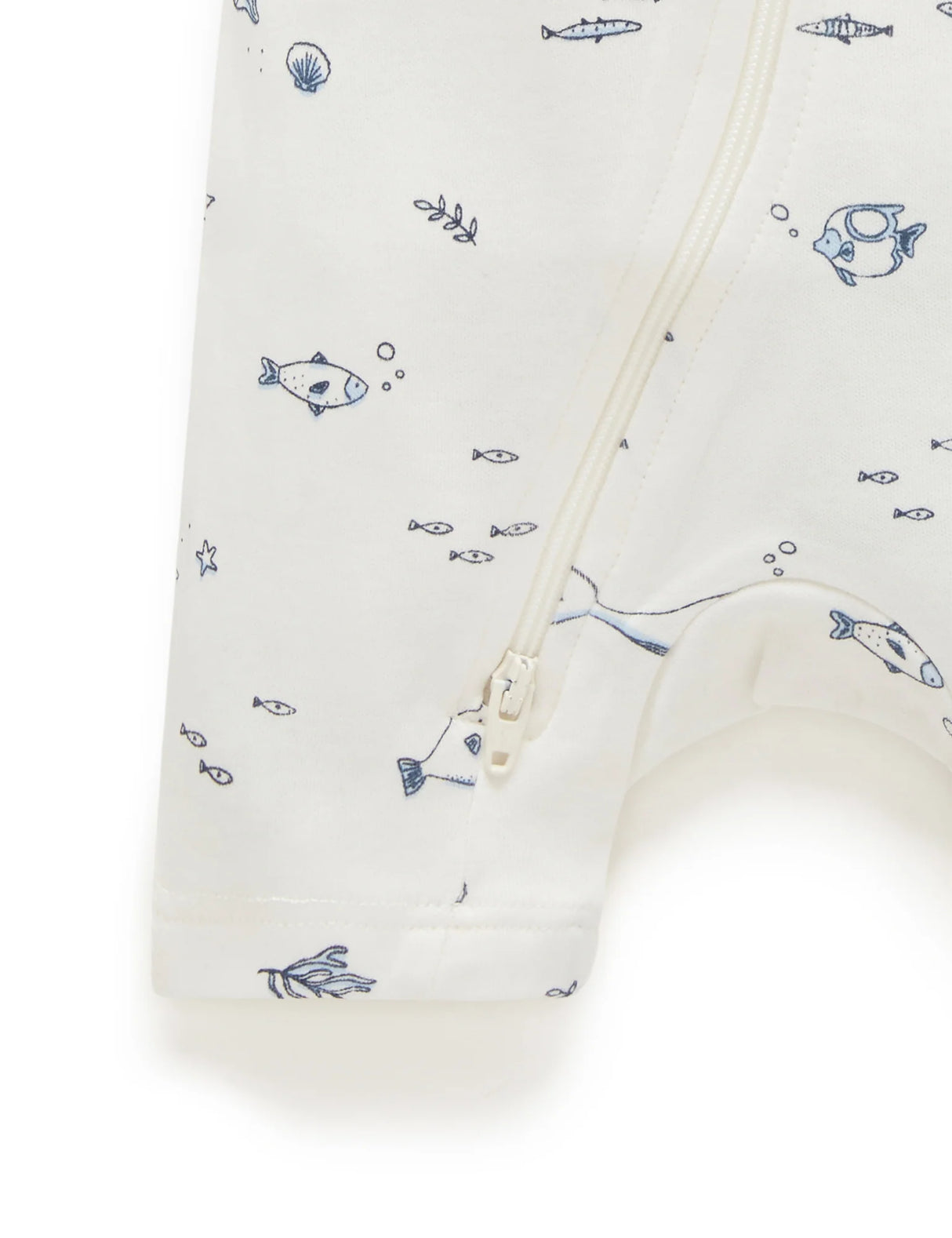 Short Sleeve Zip Growsuit | Vanilla Nautical