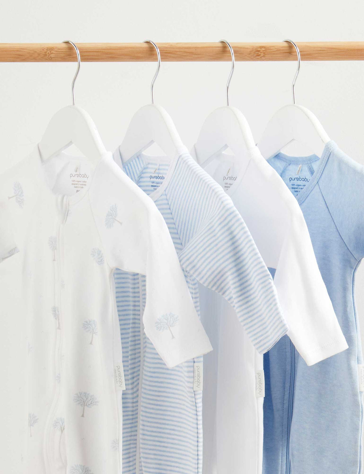 4 Pack Zip Growsuit | Pale Blue Tree