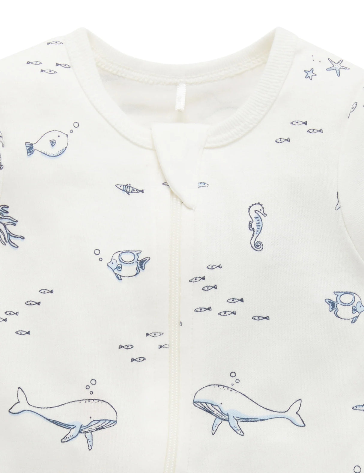 Short Sleeve Zip Growsuit | Vanilla Nautical