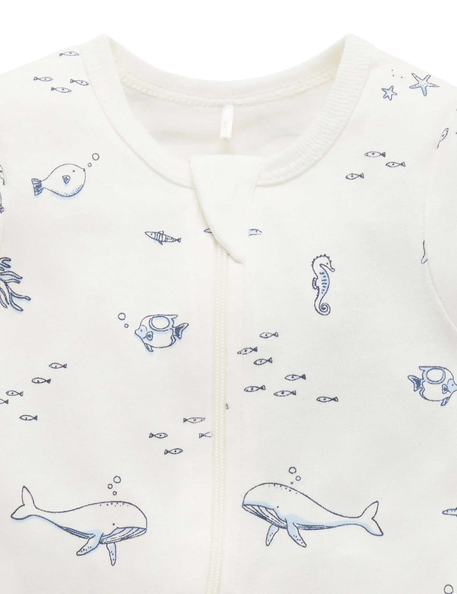 Short Sleeve Zip Growsuit | Vanilla Nautical