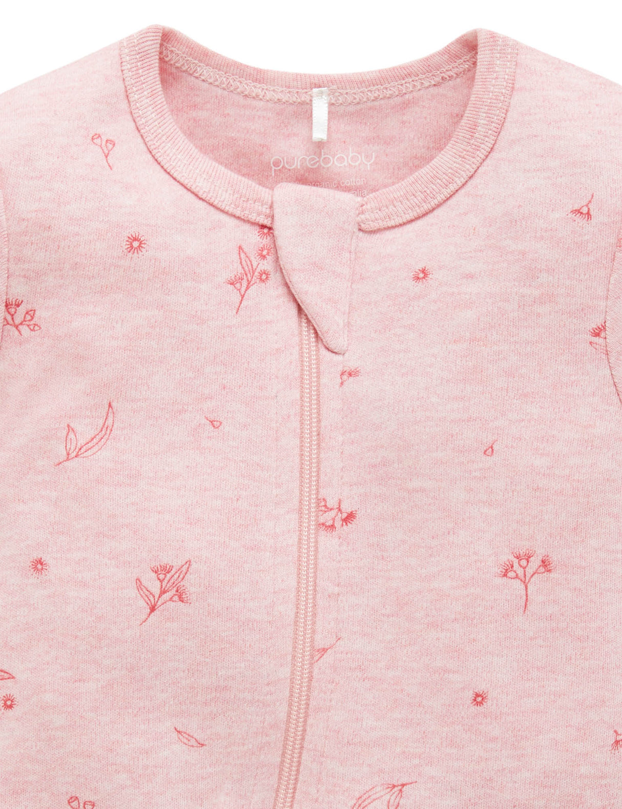 Short Sleeve Zip Growsuit | Peony Blossom