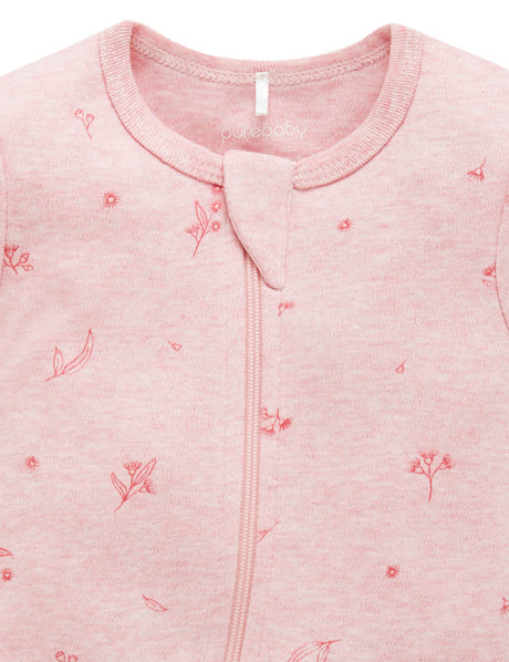 Short Sleeve Zip Growsuit | Peony Blossom