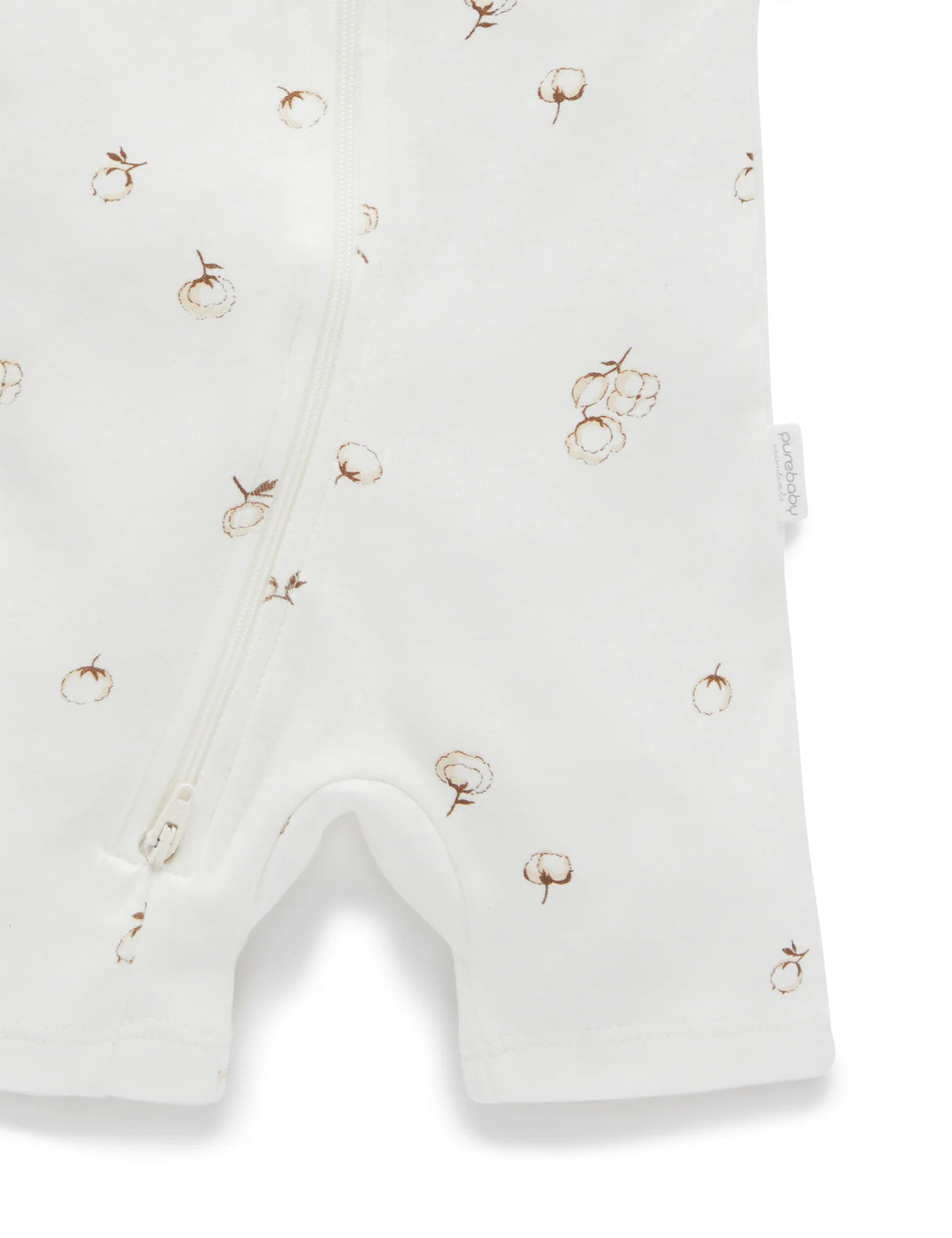 Short Sleeve Zip Growsuit | Vanilla Cottonbud