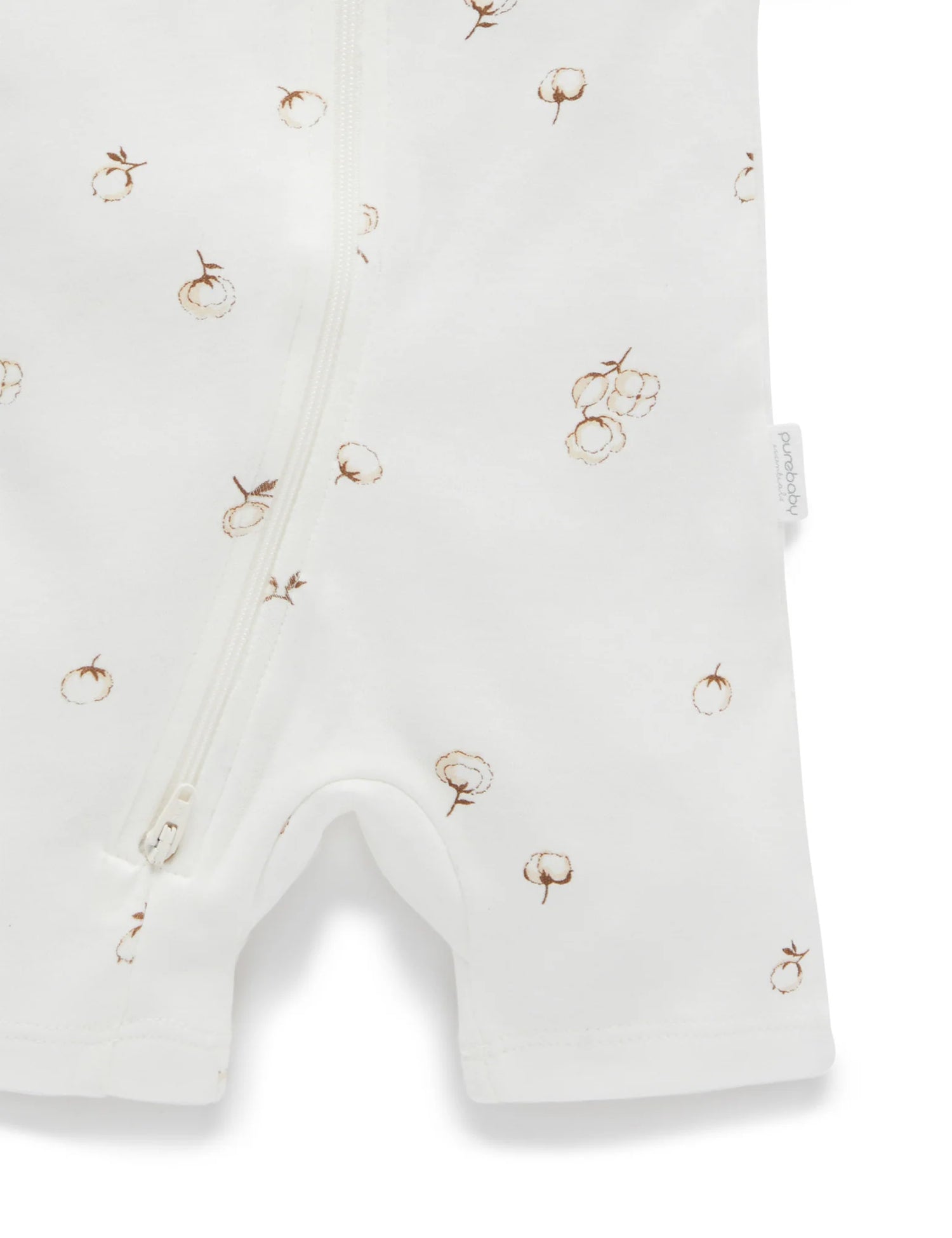Short Sleeve Zip Growsuit | Vanilla Cottonbud
