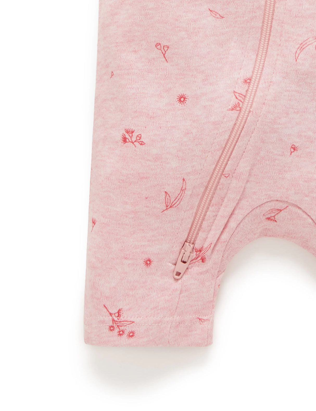 Short Sleeve Zip Growsuit | Peony Blossom