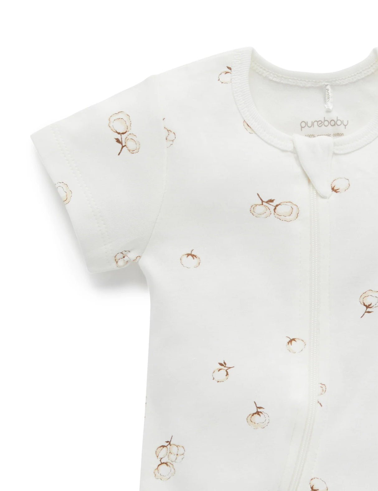 Short Sleeve Zip Growsuit | Vanilla Cottonbud