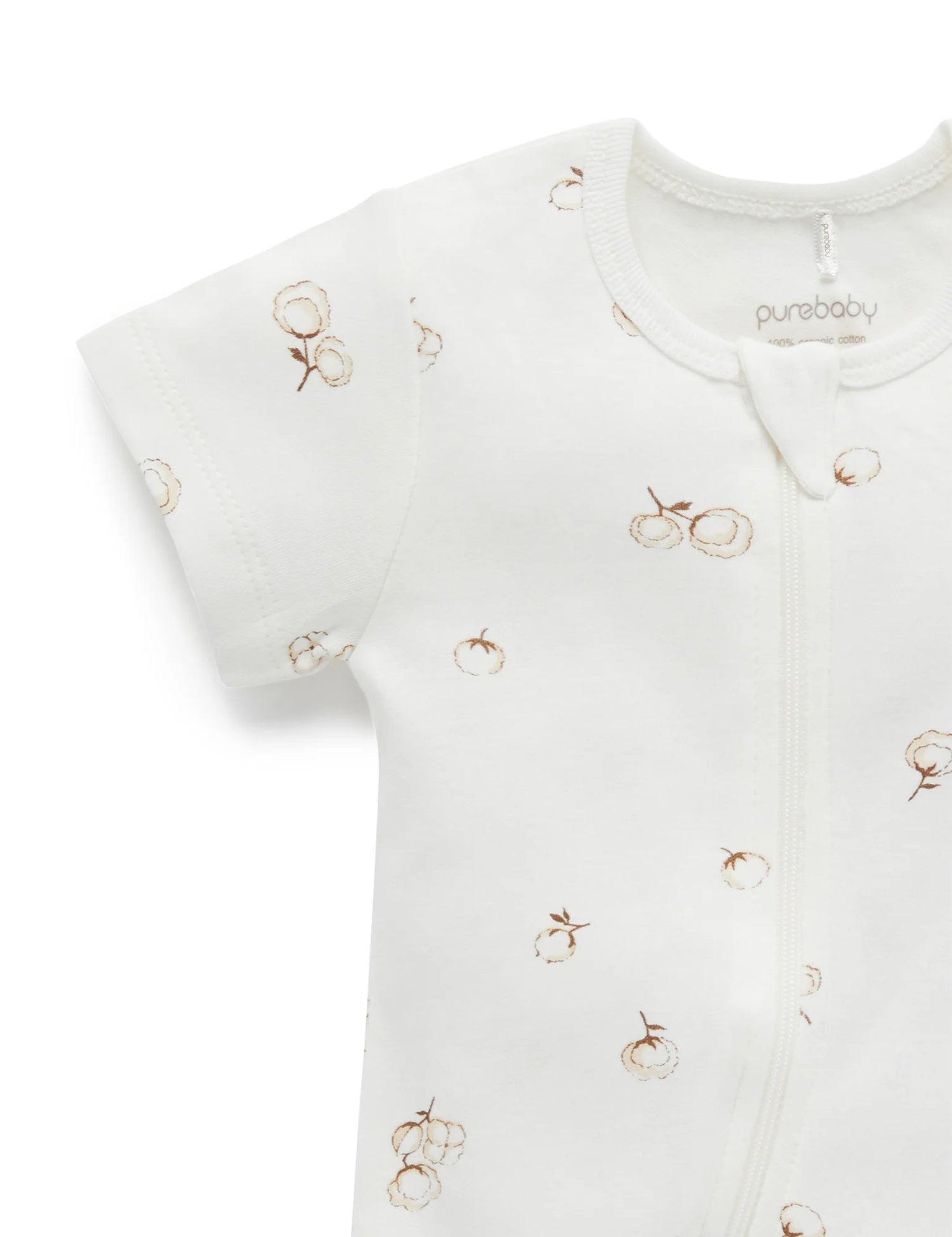 Short Sleeve Zip Growsuit | Vanilla Cottonbud