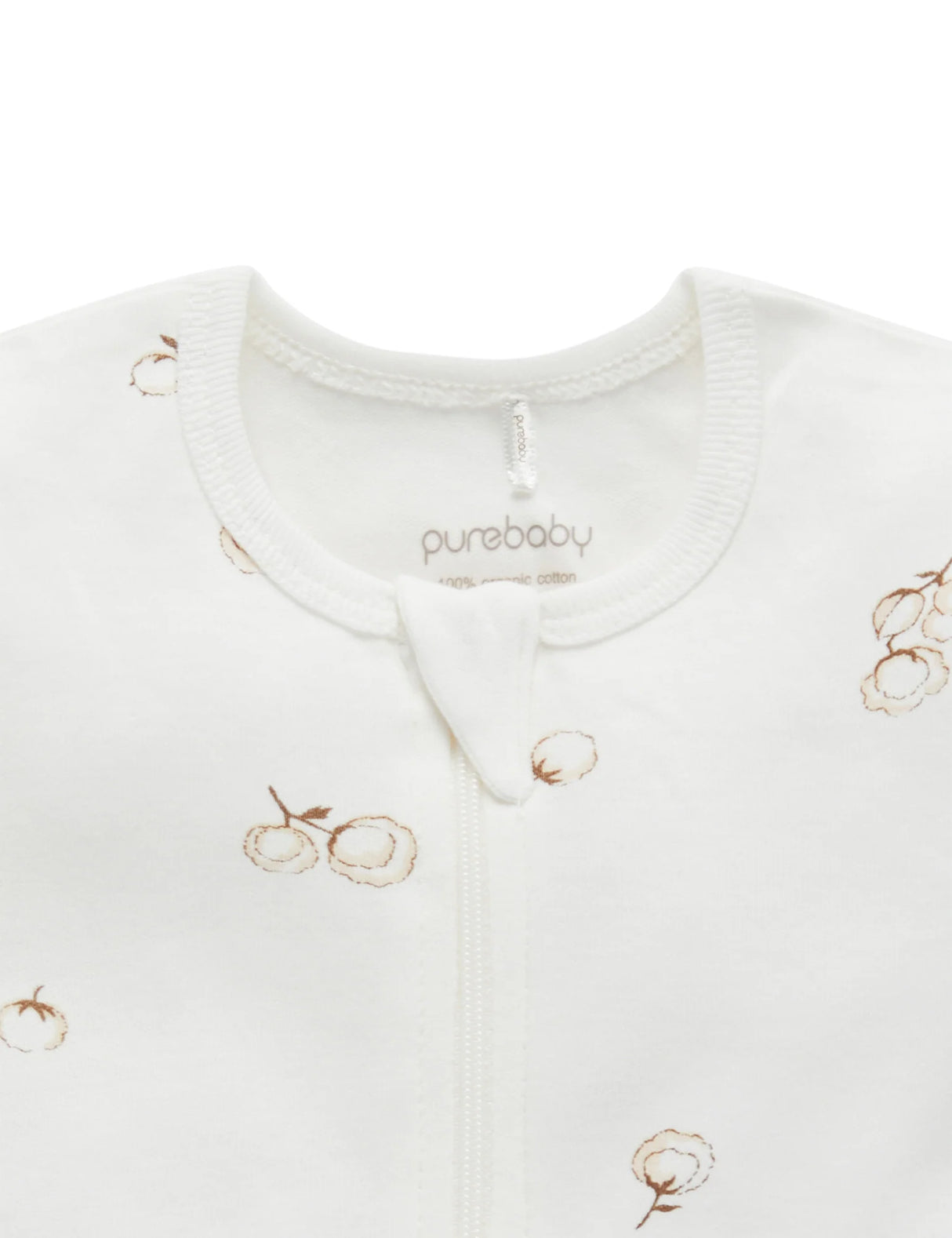Short Sleeve Zip Growsuit | Vanilla Cottonbud