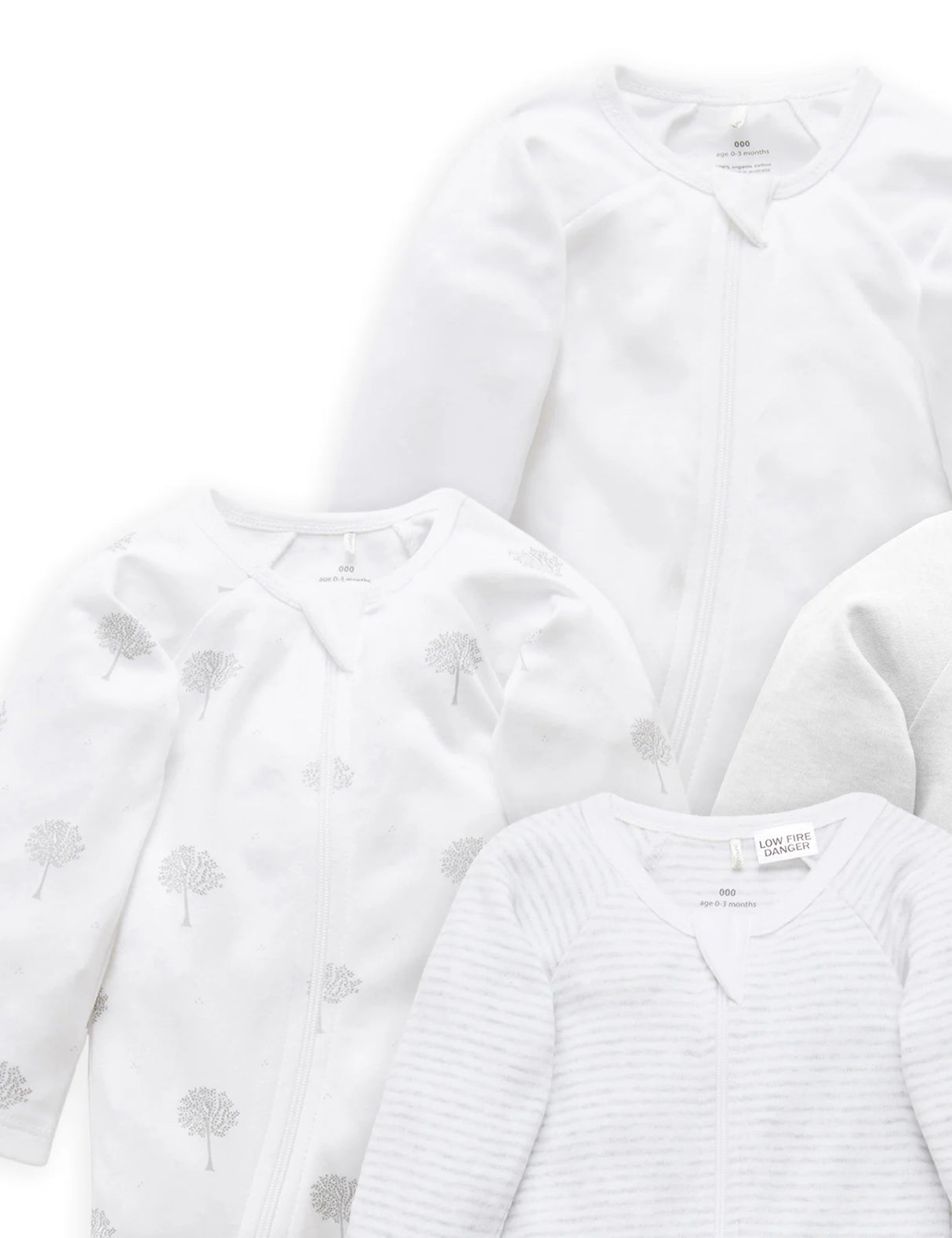 4 Pack Zip Growsuit | Pale Grey Tree
