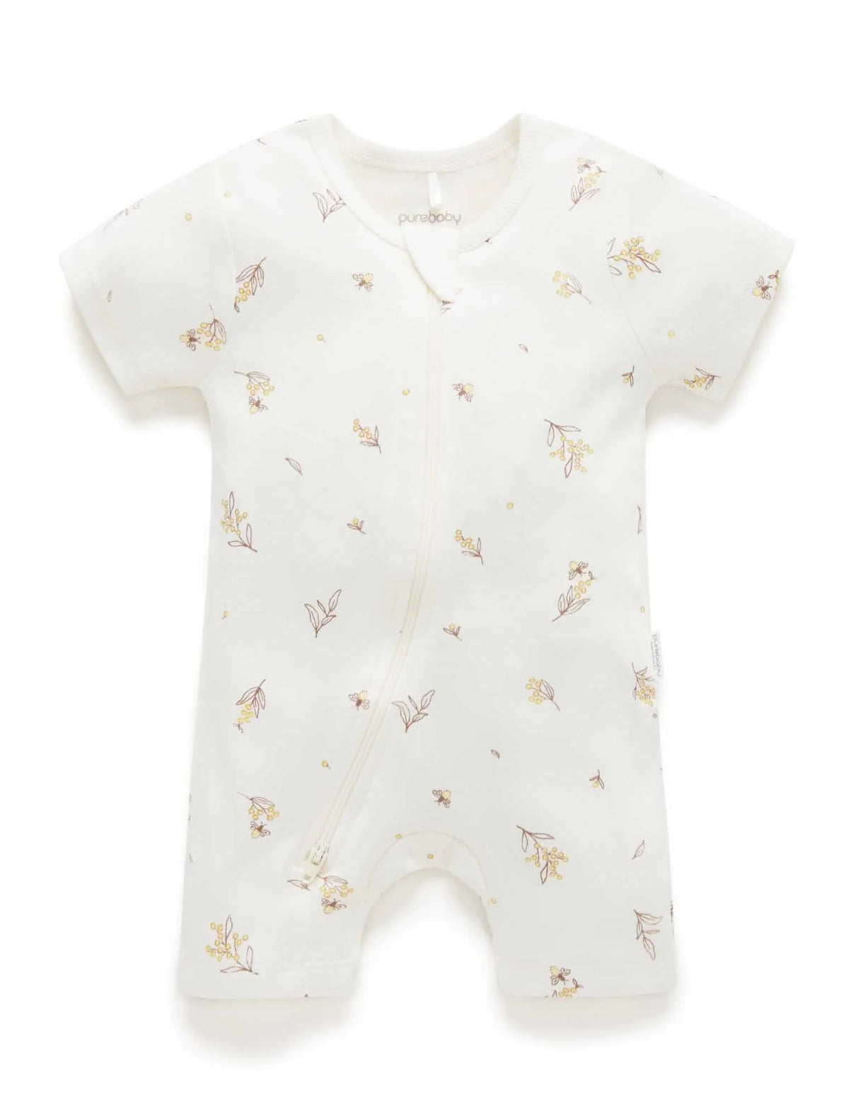 Short Sleeve Zip Growsuit | Vanilla Wattlebee