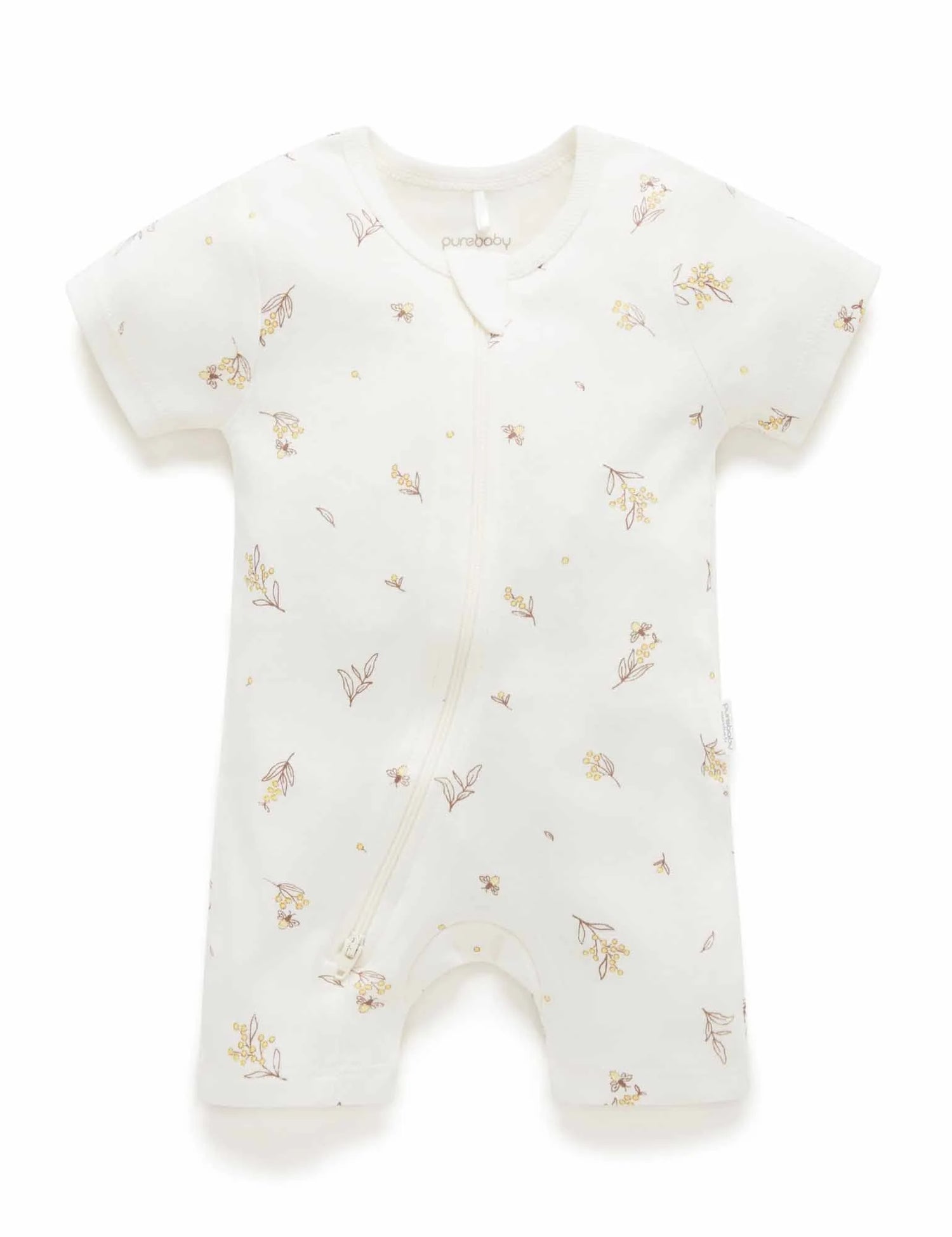 Short Sleeve Zip Growsuit | Vanilla Wattlebee