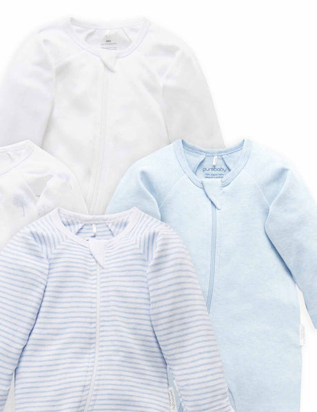 4 Pack Zip Growsuit | Pale Blue Tree