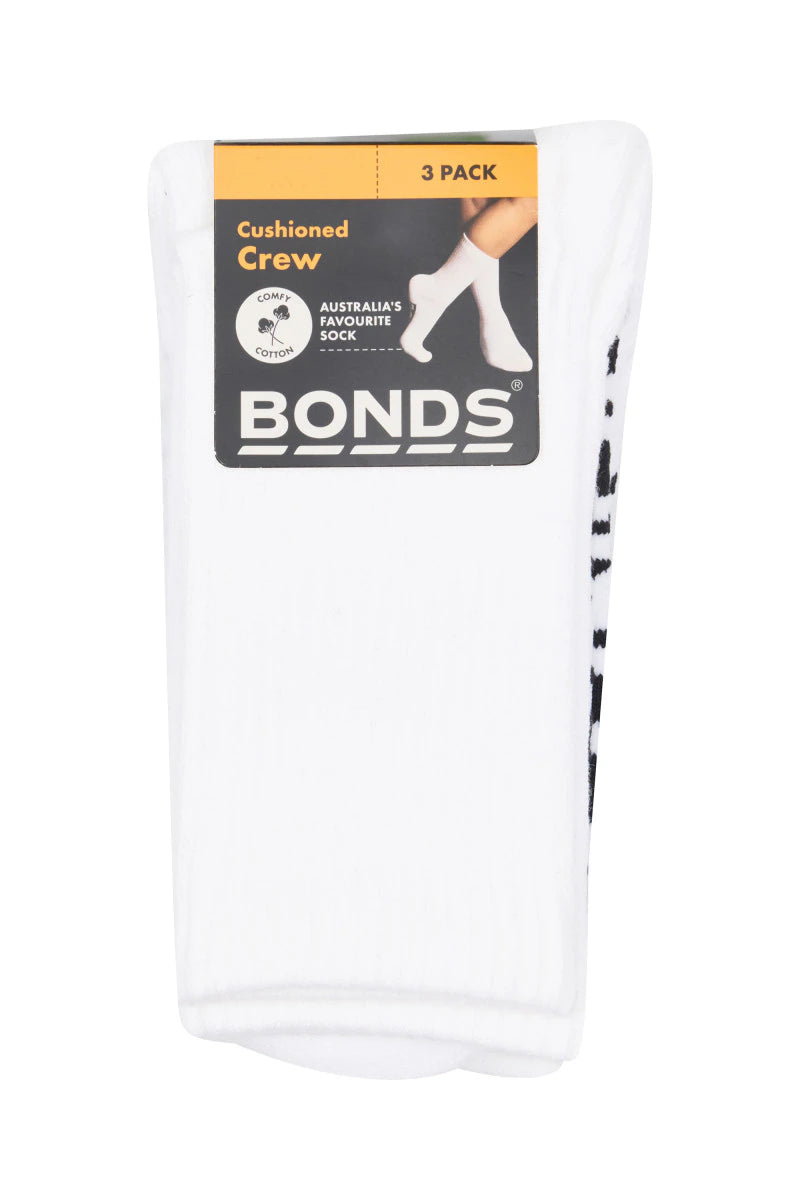 Kids Cushioned Crew 3 Pack | White