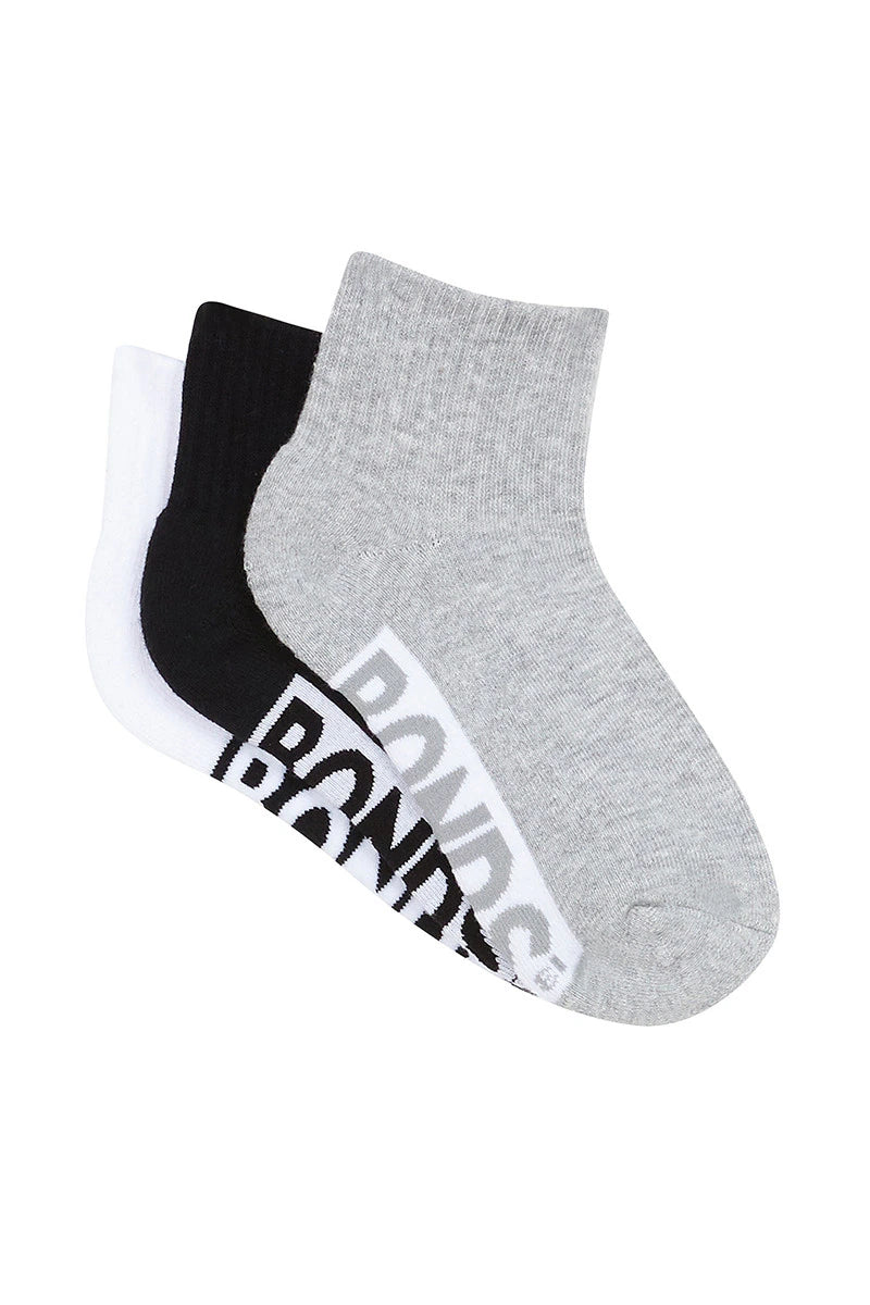 Kids Cushioned Quarter Crew Socks 3 Pack | Multi