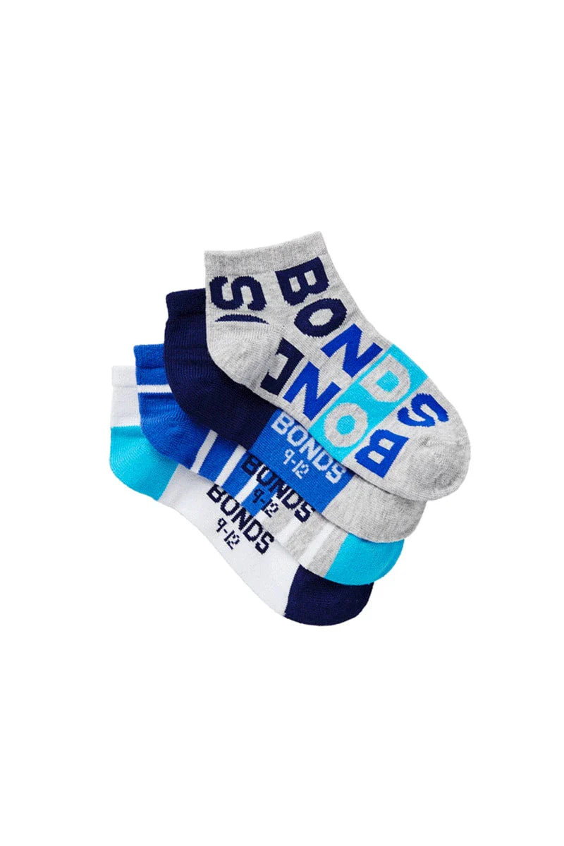 Kids Fashion Trainer Socks 4 Pack | Blue