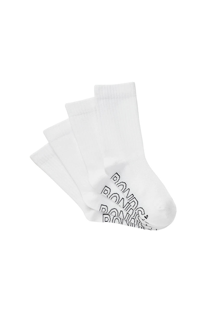 Kids Logo Light Crew 4 Pack | White