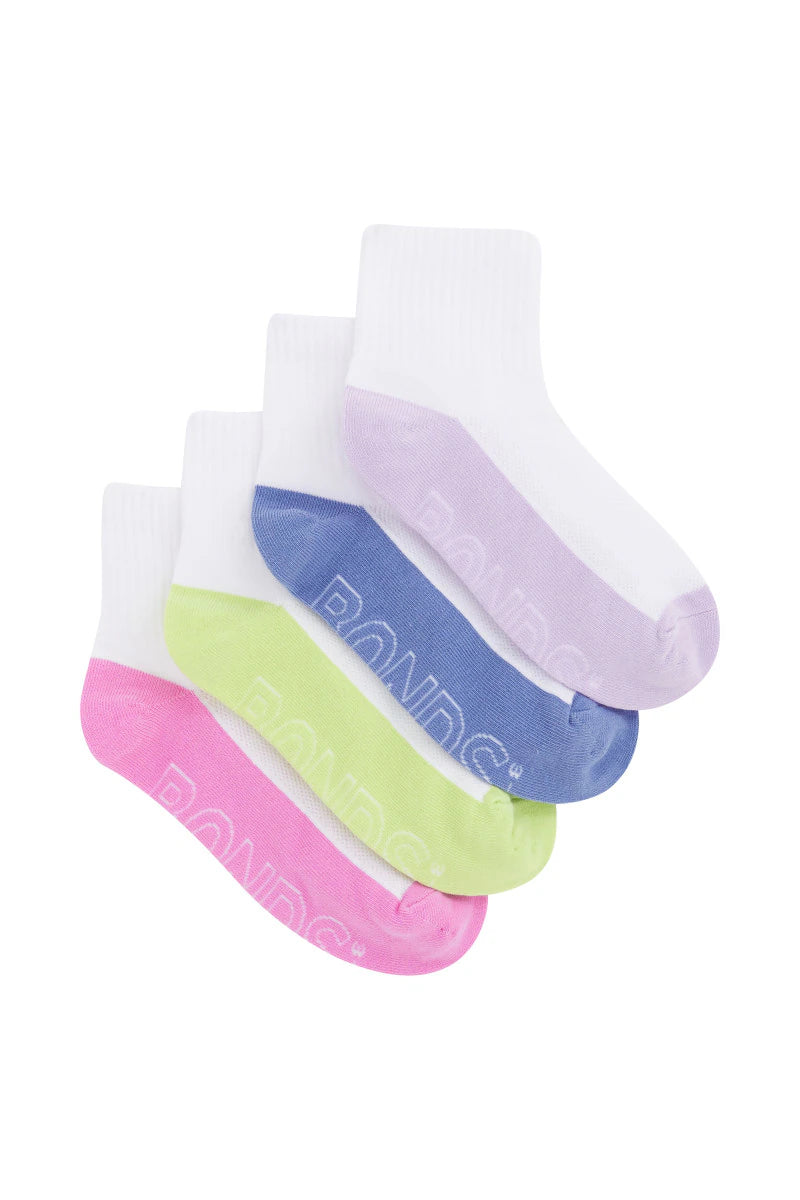 Kids Logo Light Quarter Crew Socks 4 Pack | White-Girls