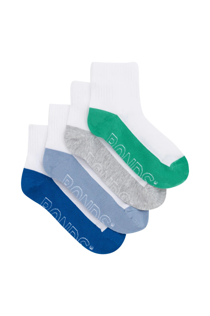 Kids Logo Light Quarter Crew Socks 4 Pack | White-Boys