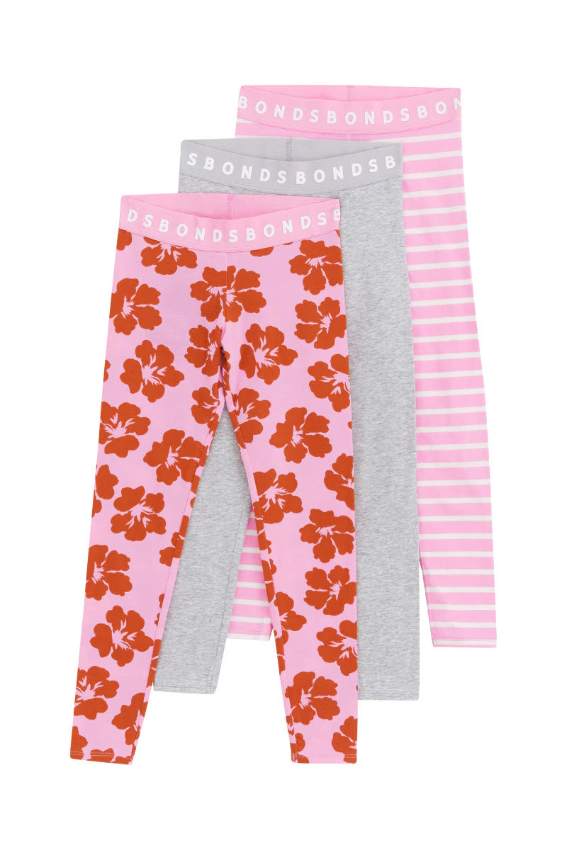 Kids Next Gen Legging 3 Pack | Hibiscus Breeze Pink