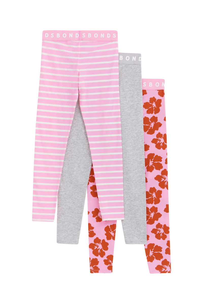 Kids Next Gen Legging 3 Pack | Hibiscus Breeze Pink