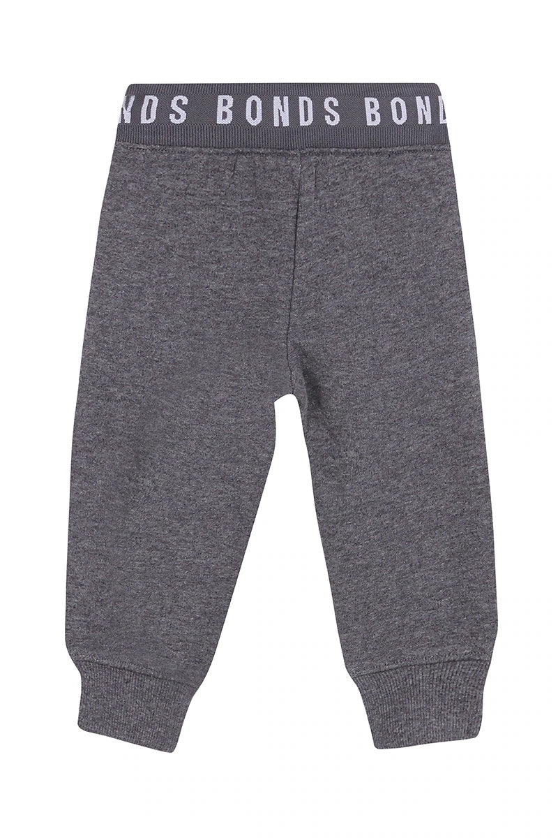 Baby Logo Fleece Trackie | Grey Black Marle