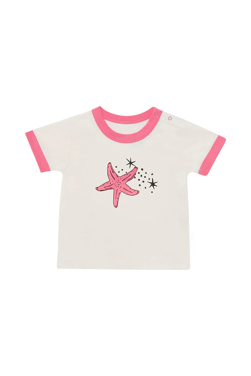 Ringer Tee | Starry Seaside White/Pink