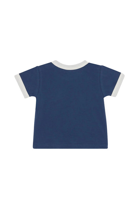 Roomies Ringer Tee | Bastille Blue and Sesame Seed