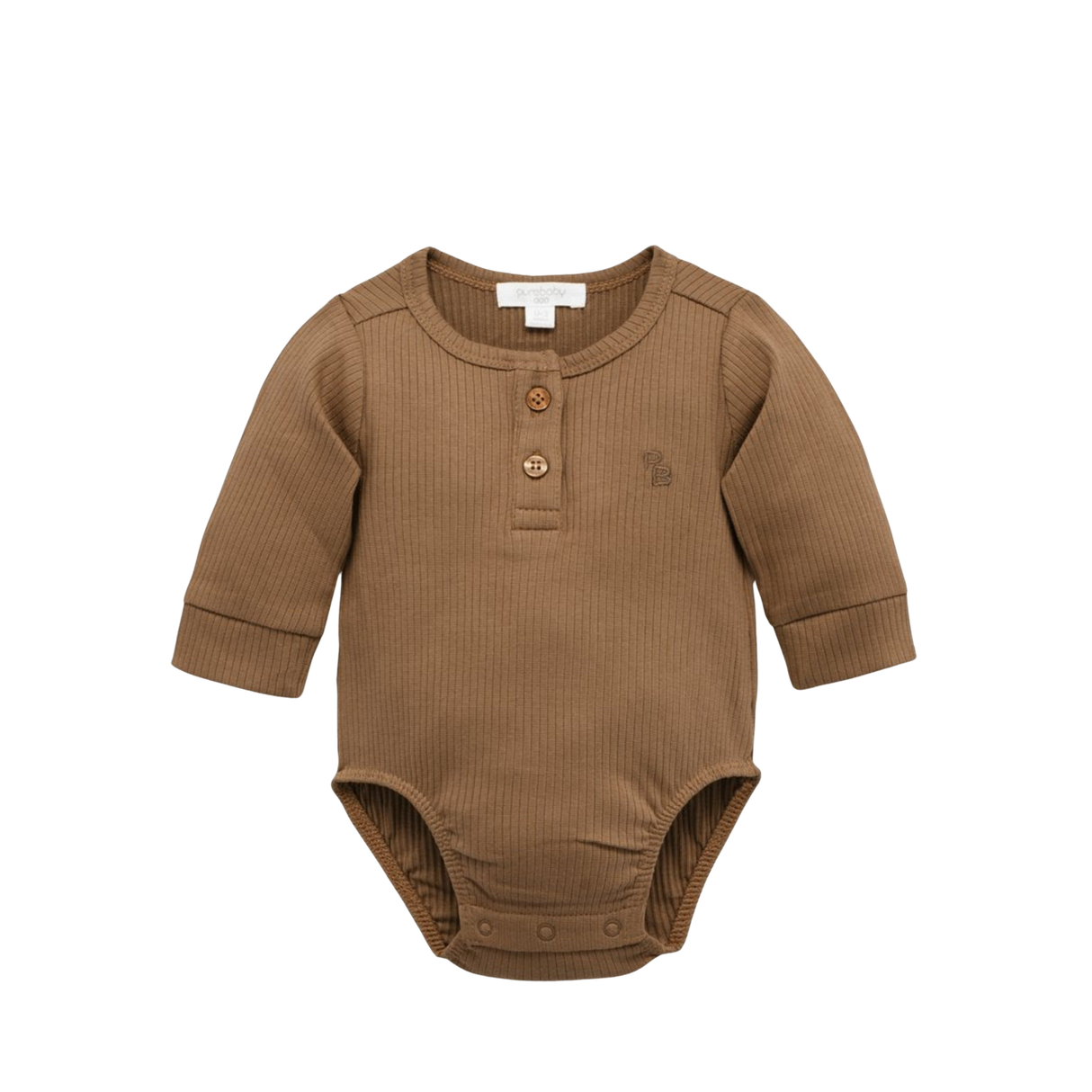 Rib Henley Bodysuit | Chocolate