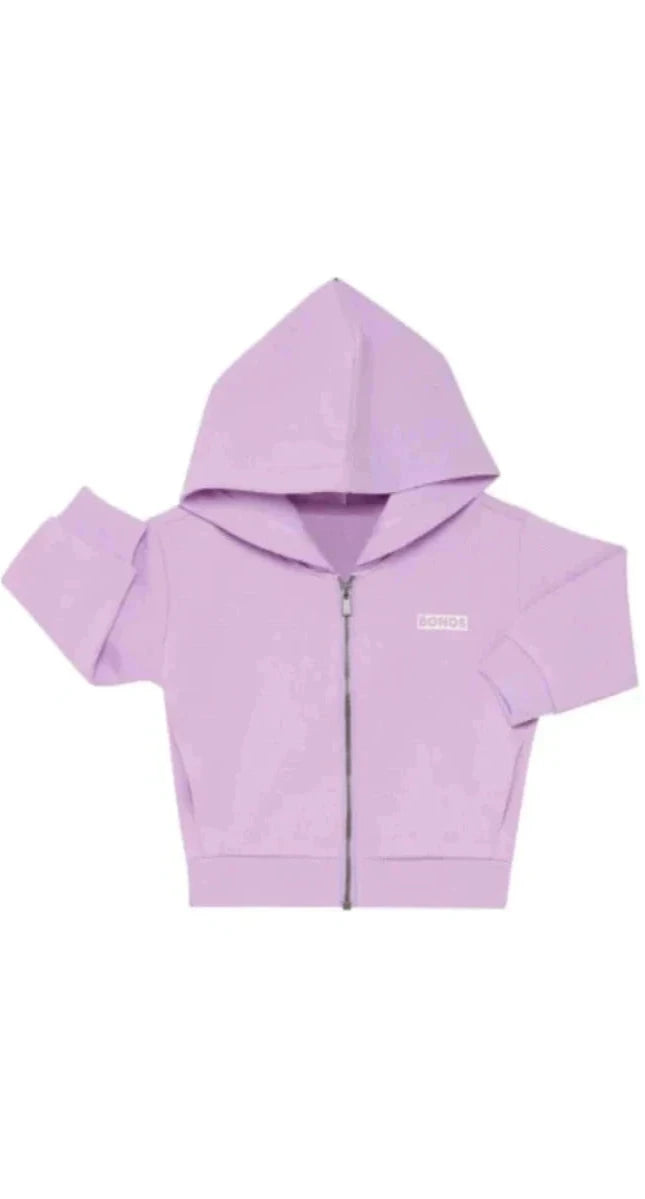 Tech Sweat Zip Through Hoodie | Cotton Purple Pansy
