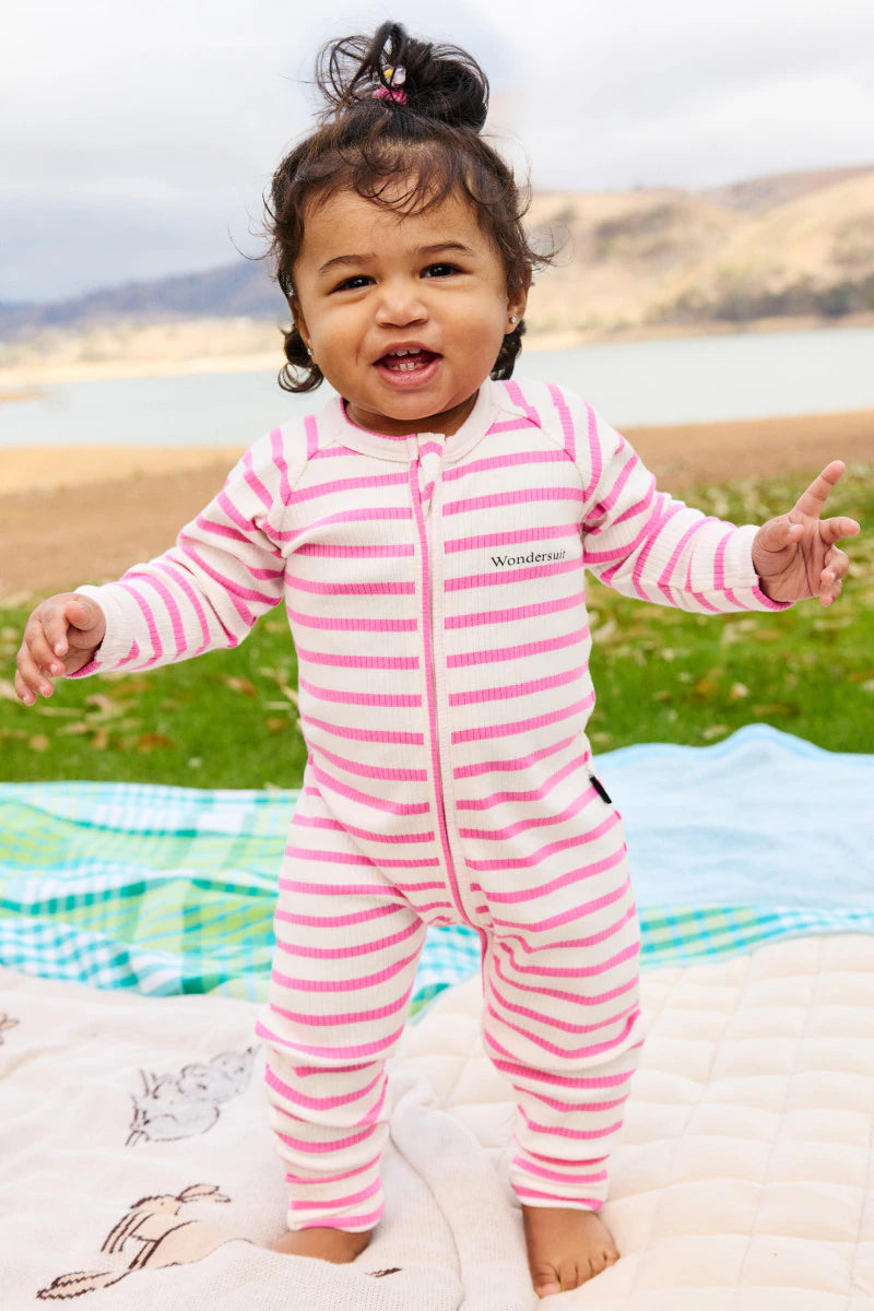 Wide Needle Rib Zippy | Lolly Ice Pink & Marscapone