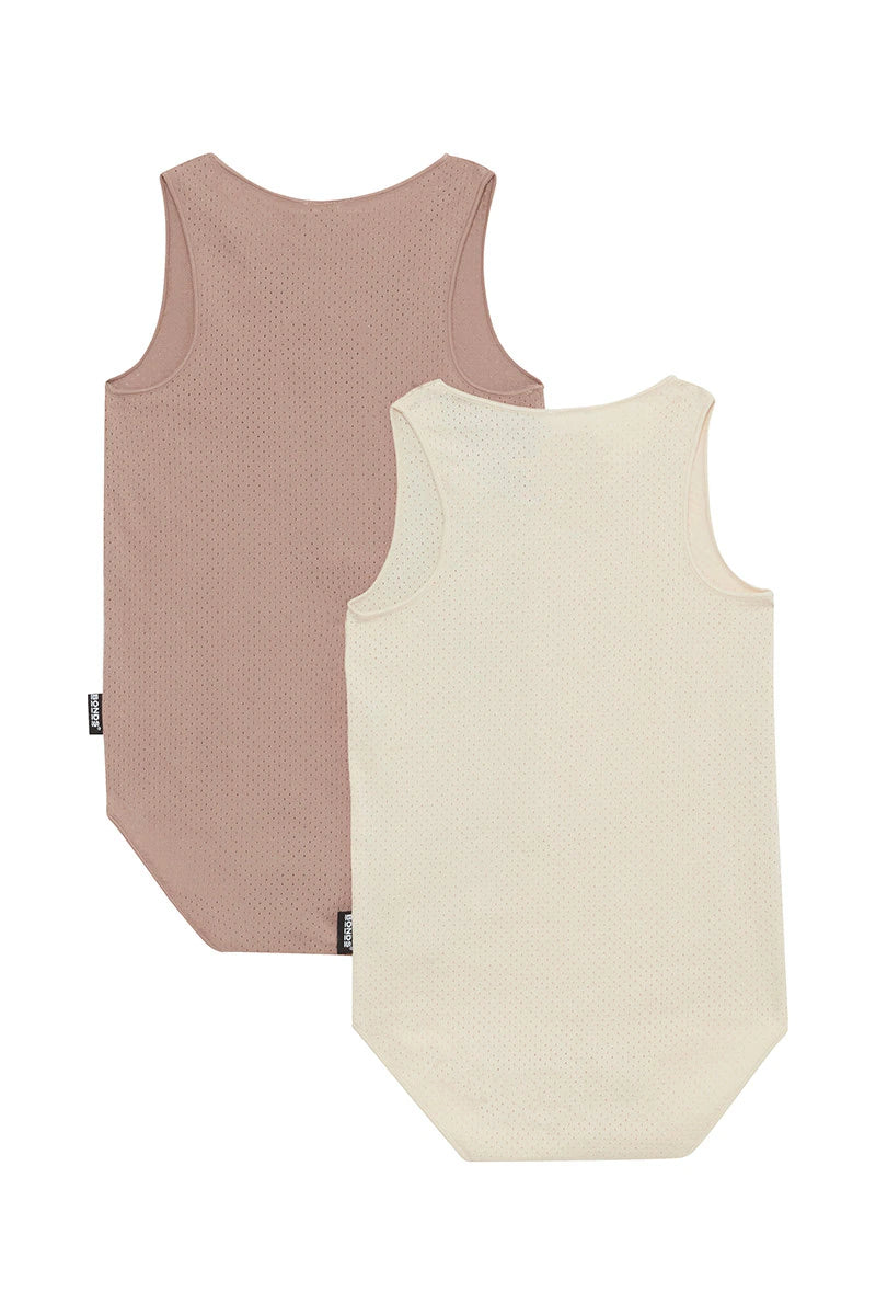 Wondercool Eyelet Singletsuit 2 Pack | Sesame Seed /Tuscan Sunset