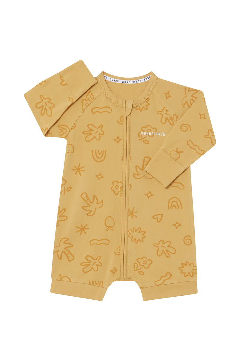 Wonderfrsh Long Sleeve Romper | Treasure Hunt Mustard