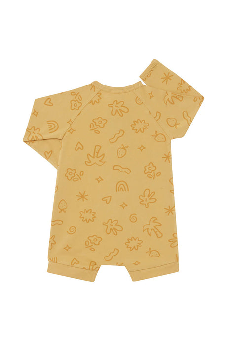 Wonderfrsh Long Sleeve Romper | Treasure Hunt Mustard