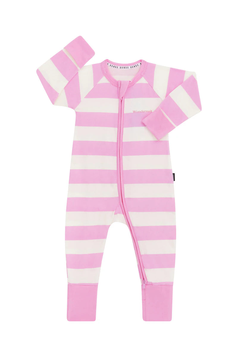 Zip Wondersuit | Rugby Stripe Pink