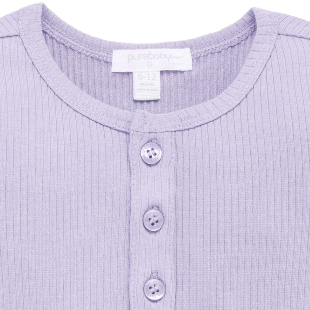Rib Henley Tee | Lilac