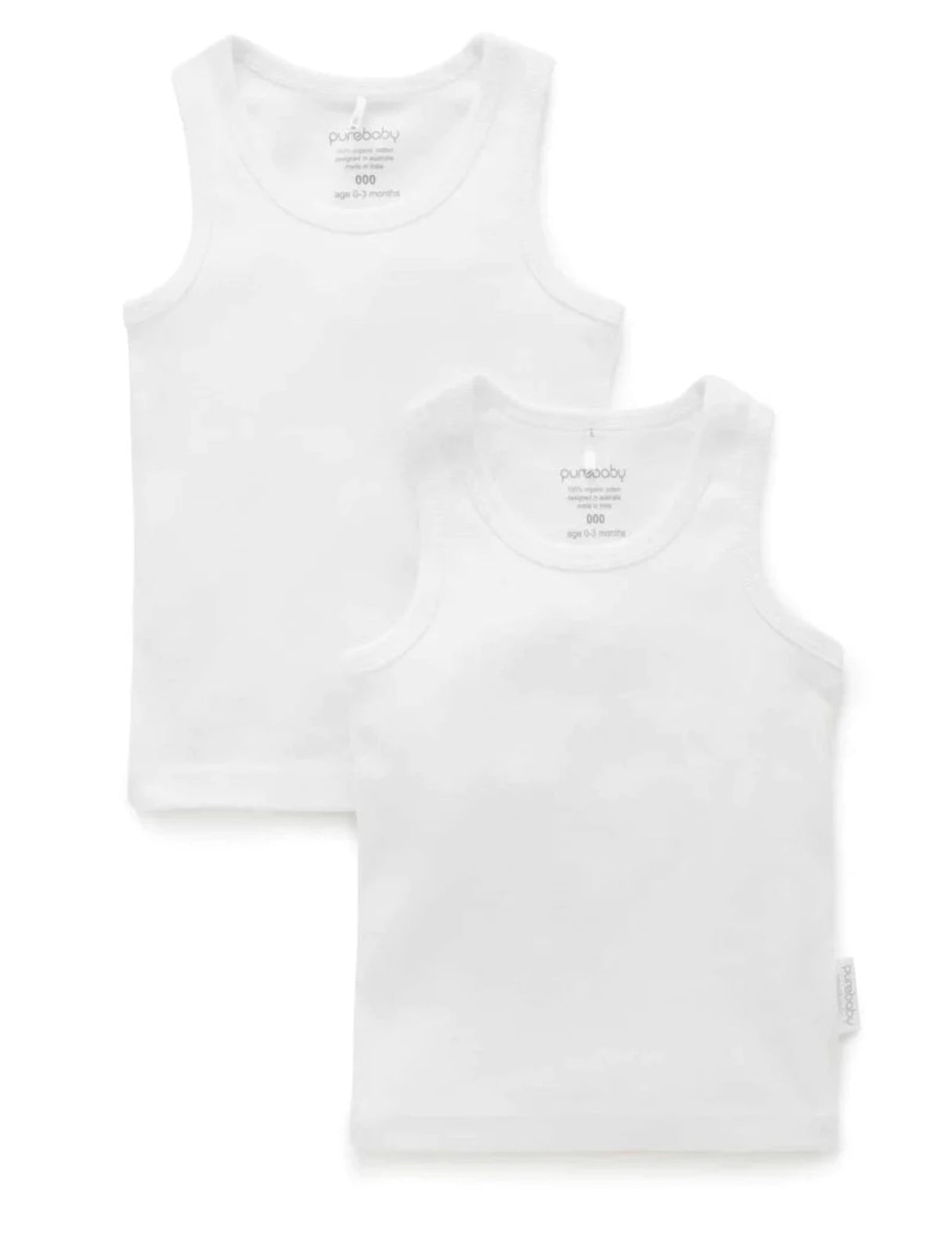 2 Pack Rib Singlet | White
