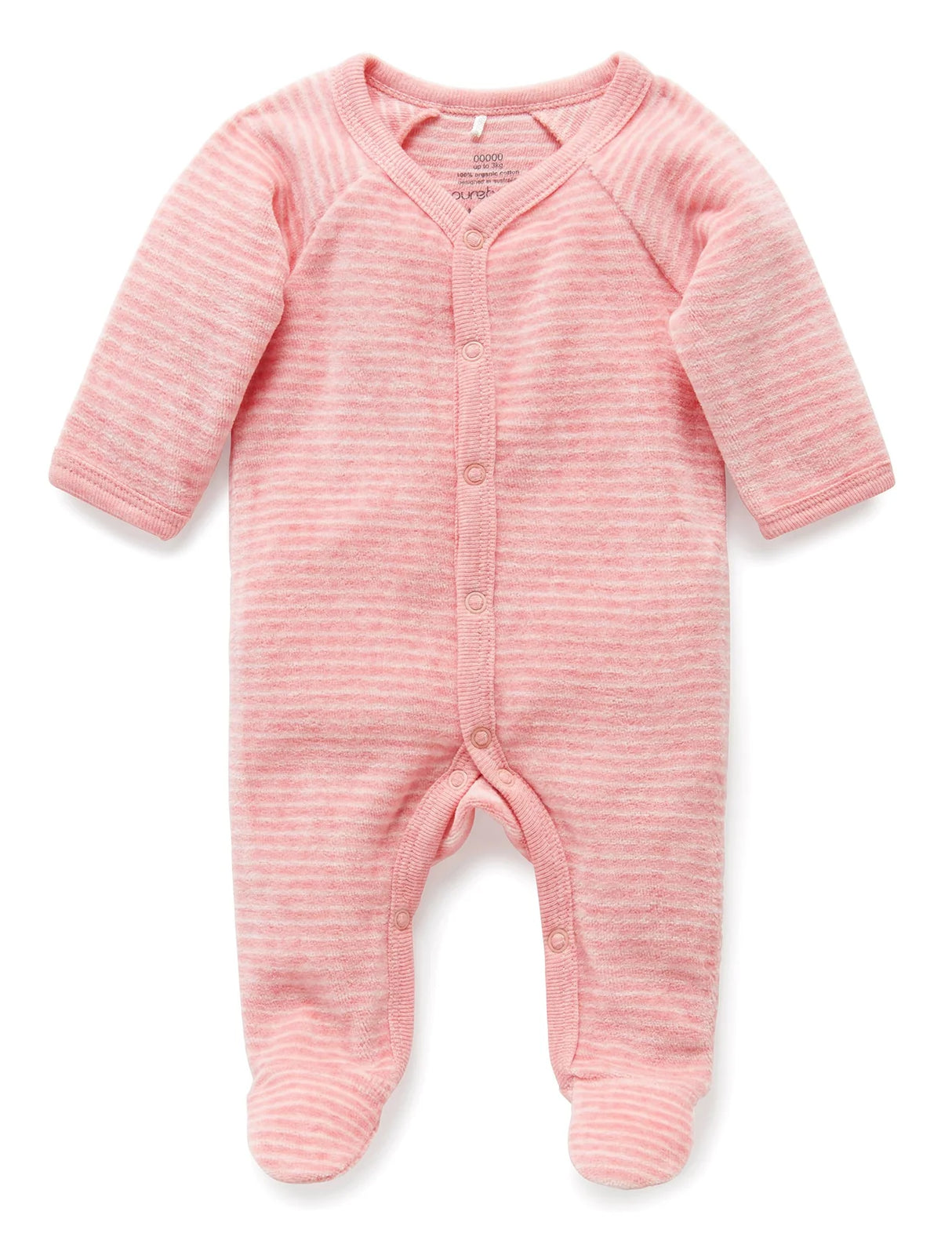 Premmie Velour Growsuit | Bud Pink Stripe