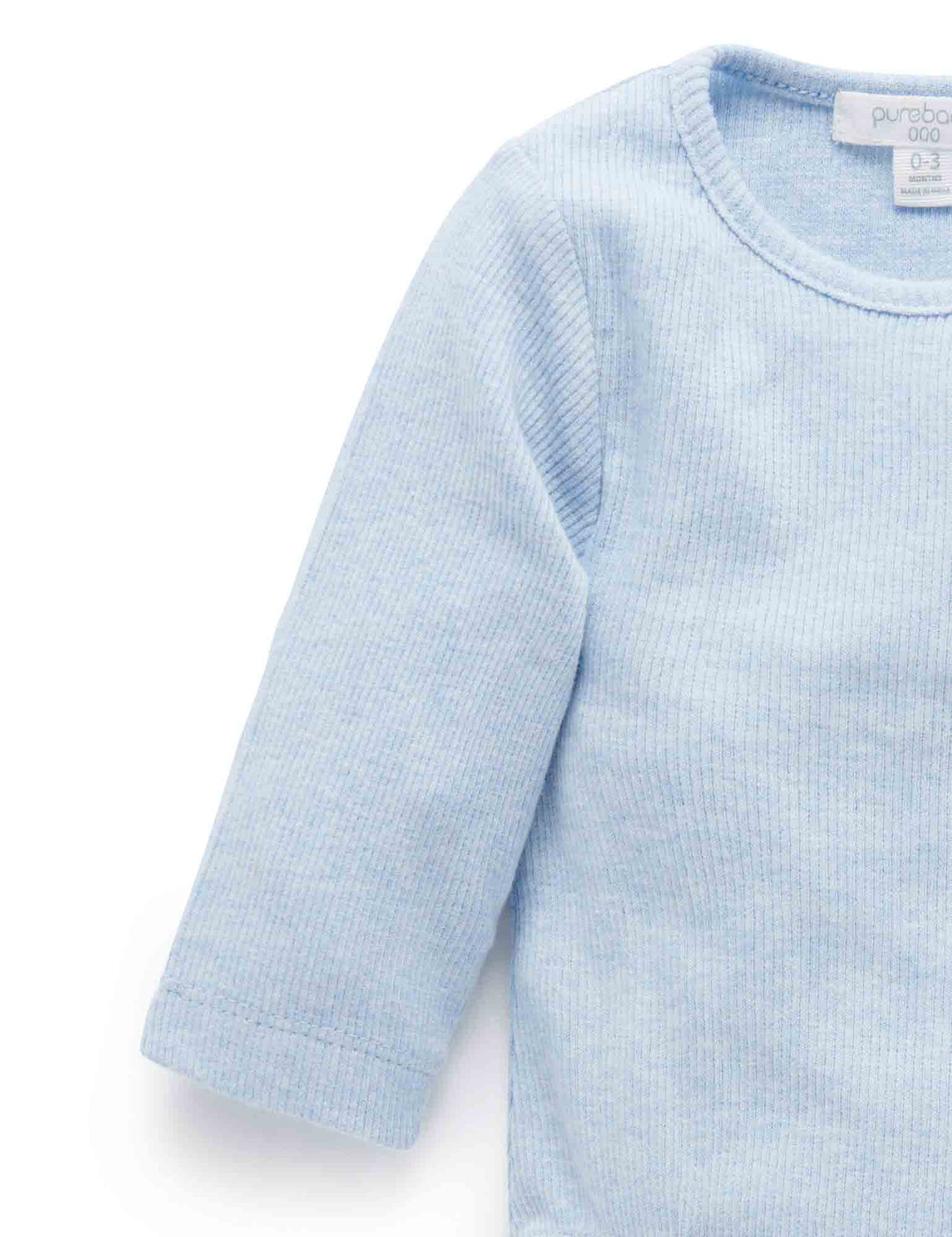 Long Sleeve Ribbed Bodysuit | Pale Blue Melange