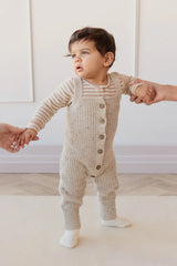 London Knitted Playsuit | Oatmeal Little Fawn Elk Fleck