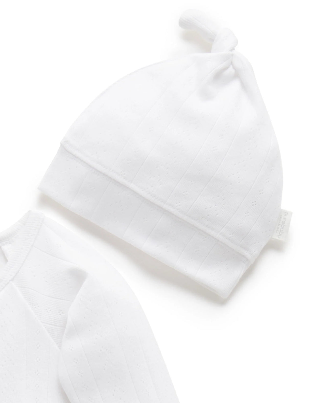 Pointelle Growsuit & Hat Pack | White