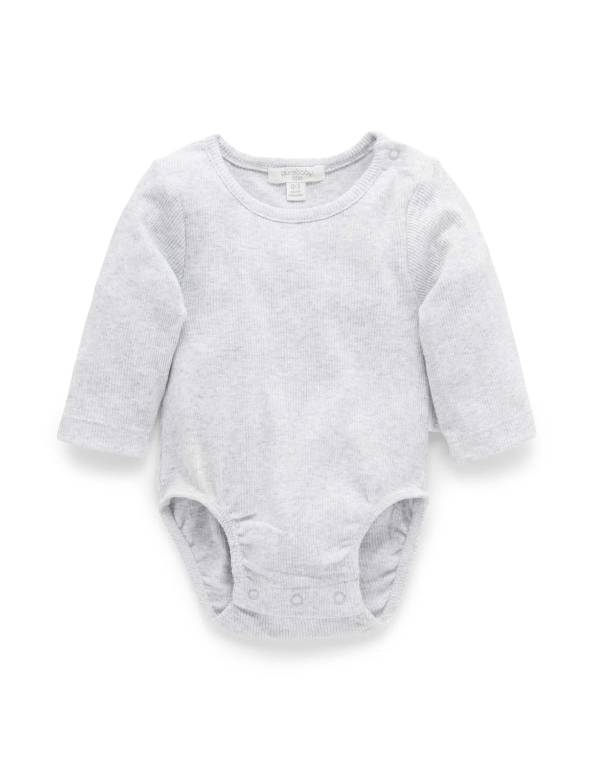 Long Sleeve Ribbed Bodysuit | Pale Grey Melange