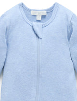 Ribbed Zip Growsuit | Pale Blue Melange