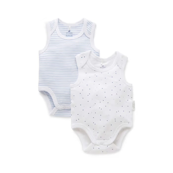 2 Pack Singlet Bodysuit | Pale Blue Pack