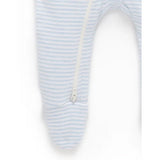 Zip Growsuit & Hat Set | Pale Blue Melange Stripe