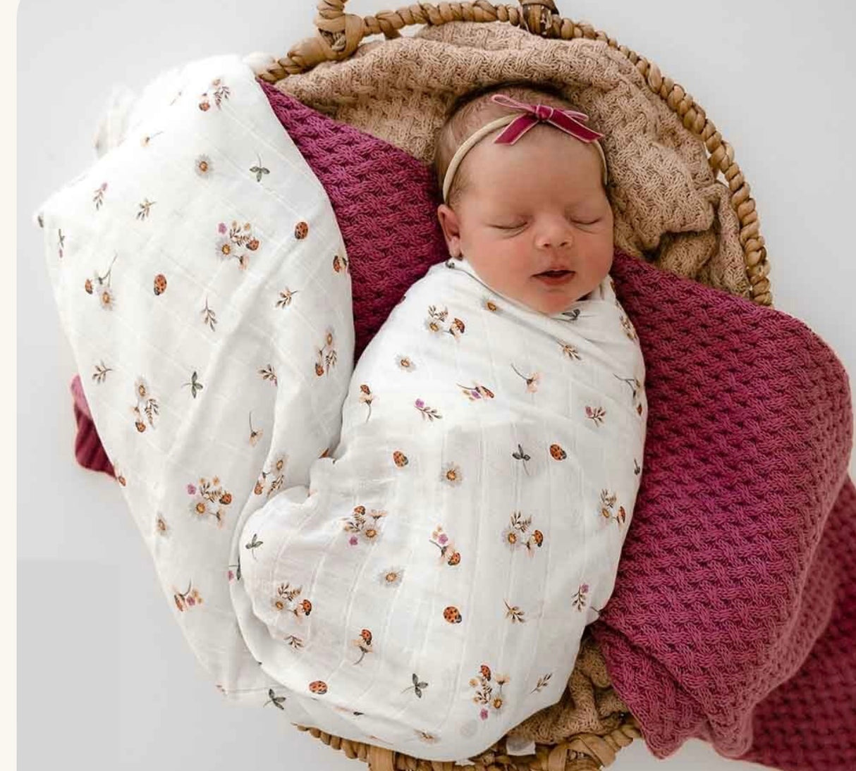 Organic Muslin Wrap | Ladybug