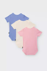 Rib Shortsleeve Bodysuit 3 Pack | Mt Fuji/ Cotton Macadamia/ Purple Es
