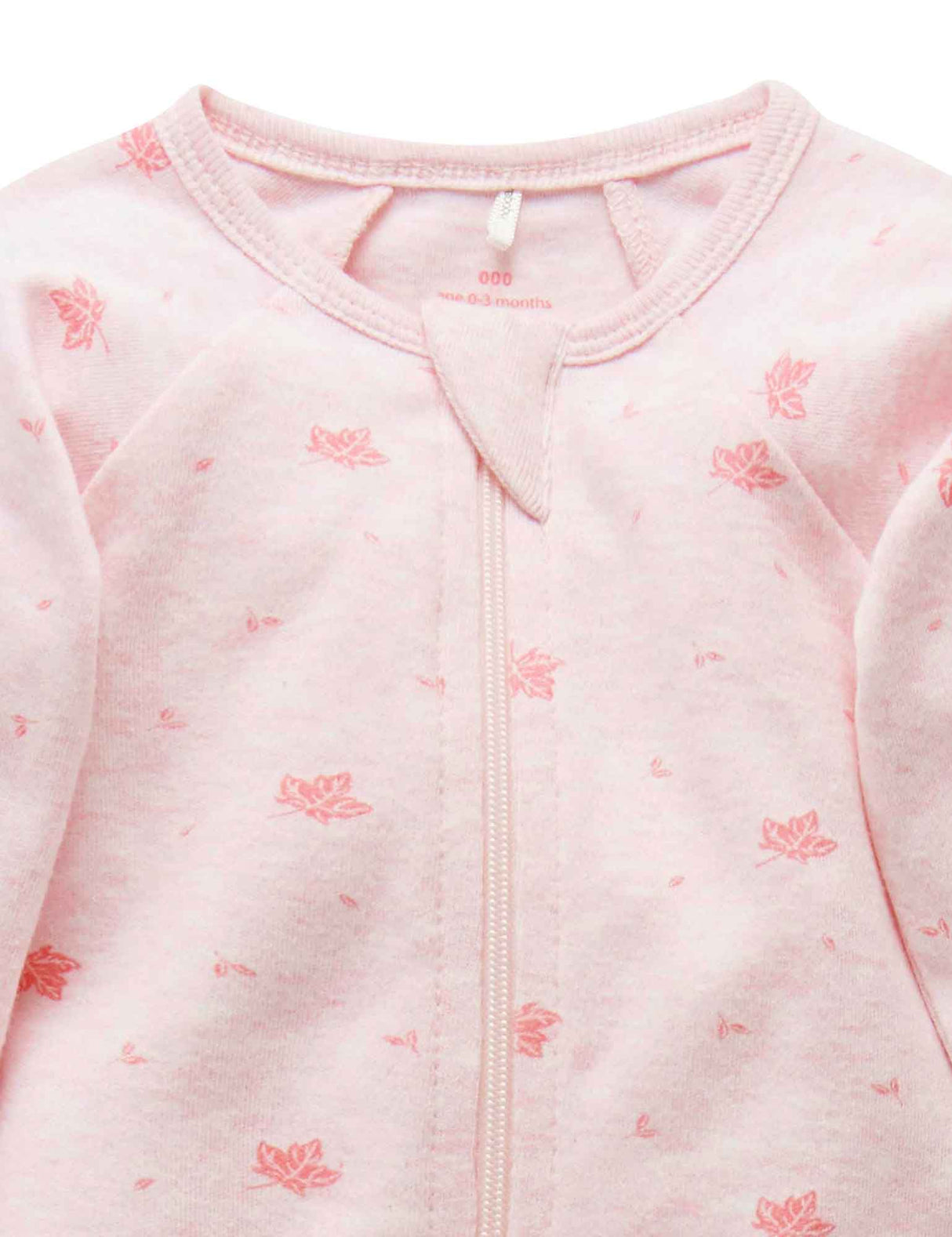 Zip Growsuit | Pale Pink Leaf