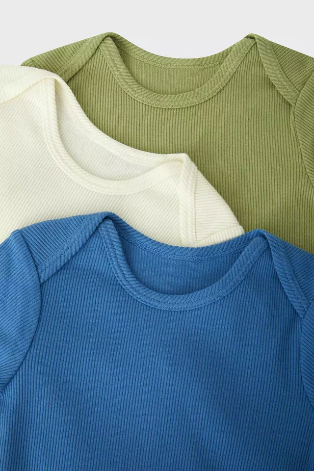 Rib Shortsleeve Bodysuit 3 Pack | Camp Cove/ Levitating/ Lawn Bowls